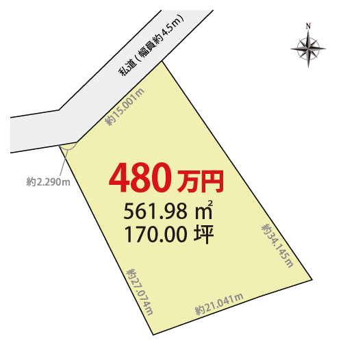 中津川市蛭川 1区画 区画図・図面2